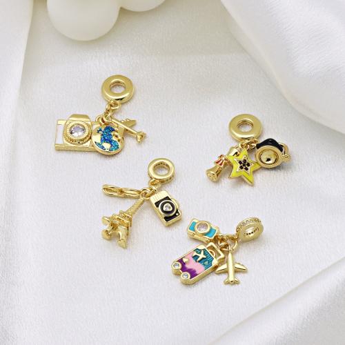 Cubic Zirconia Micro Pave Brass Pendant, gold color plated, DIY & different styles for choice & micro pave cubic zirconia & enamel, more colors for choice, Sold By PC