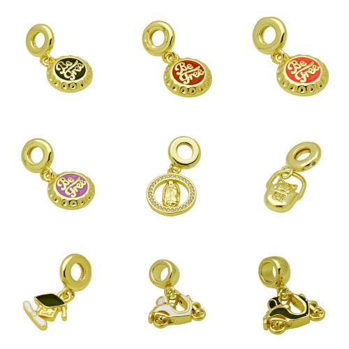 Cubic Zirconia Micro Pave Brass Pendant, gold color plated, DIY & different styles for choice & micro pave cubic zirconia & enamel, more colors for choice, Sold By PC