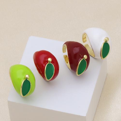 Brass Finger Ring, gold color plated, adjustable & for woman & enamel, more colors for choice, 17mm, Sold By PC