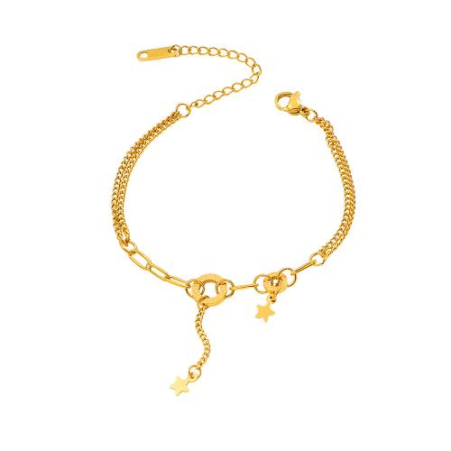 304 Stainless Steel Bracelet, with 5cm extender chain, Star, gold color plated, fashion jewelry & for woman, Length:Approx 16 cm, Sold By PC