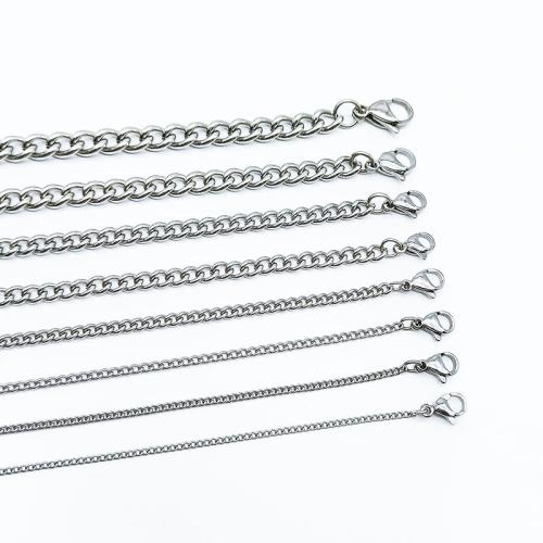 Stainless Steel Chain Necklace, 304 Stainless Steel, electrolyzation, different length for choice & Unisex & different size for choice, original color, Sold By PC