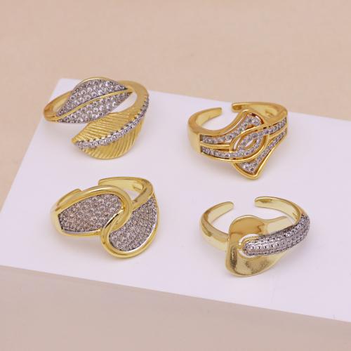 Cúbicos Circonia Micro Pave anillo de latón, metal, chapado, diferentes estilos para la opción & micro arcilla de zirconia cúbica & para mujer, más colores para la opción, Vendido por UD