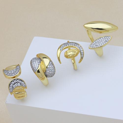 Cúbicos Circonia Micro Pave anillo de latón, metal, chapado, diferentes estilos para la opción & micro arcilla de zirconia cúbica & para mujer, más colores para la opción, Vendido por UD