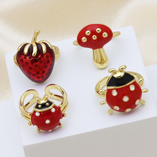 Brass Finger Ring, plated, different styles for choice & for woman & enamel, more colors for choice, Sold By PC