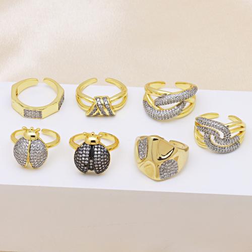 Cúbicos Circonia Micro Pave anillo de latón, metal, chapado, diferentes estilos para la opción & micro arcilla de zirconia cúbica & para mujer, más colores para la opción, Vendido por UD