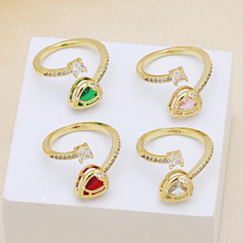 Cúbicos Circonia Micro Pave anillo de latón, metal, Rosa, 18K chapado en oro, diferentes estilos para la opción & micro arcilla de zirconia cúbica & para mujer, más colores para la opción, Vendido por UD