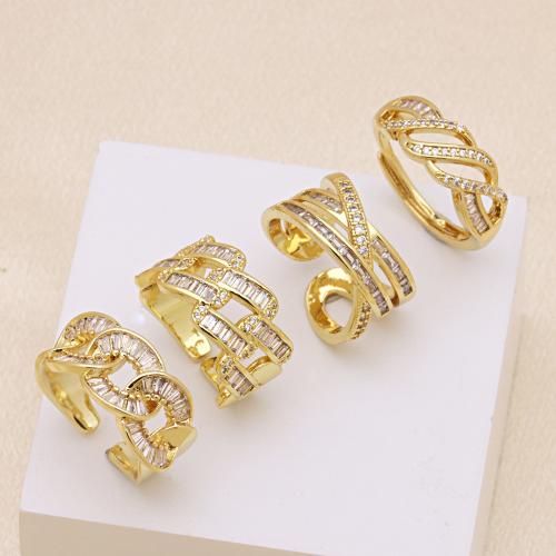 Cúbicos Circonia Micro Pave anillo de latón, metal, 18K chapado en oro, diferentes estilos para la opción & micro arcilla de zirconia cúbica & para mujer, más colores para la opción, Vendido por UD