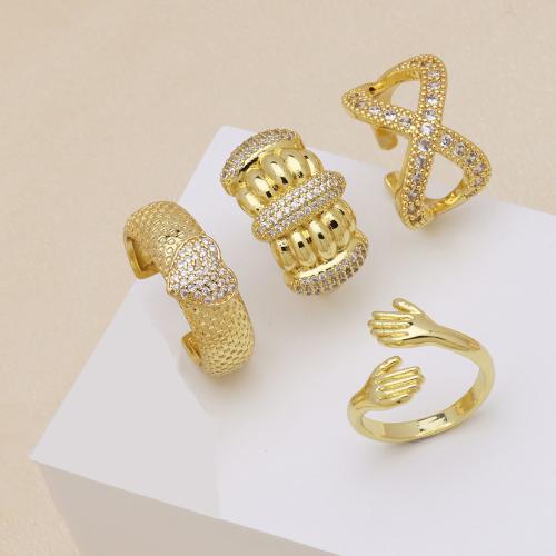 Cúbicos Circonia Micro Pave anillo de latón, metal, 18K chapado en oro, diferentes estilos para la opción & micro arcilla de zirconia cúbica & para mujer, más colores para la opción, Vendido por UD