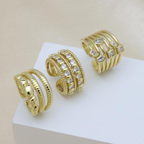 Cúbicos Circonia Micro Pave anillo de latón, metal, 18K chapado en oro, diferentes estilos para la opción & micro arcilla de zirconia cúbica & para mujer, más colores para la opción, Vendido por UD