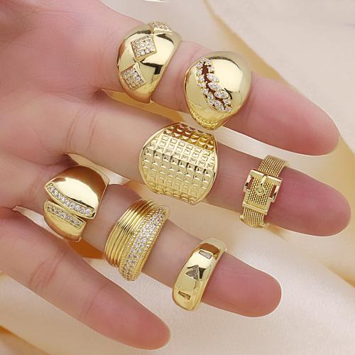 Cúbicos Circonia Micro Pave anillo de latón, metal, 18K chapado en oro, ajustable & diferentes estilos para la opción & micro arcilla de zirconia cúbica & para mujer, más colores para la opción, Vendido por UD