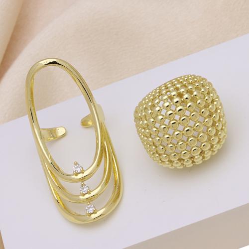 Cúbicos Circonia Micro Pave anillo de latón, metal, chapado en color dorado, ajustable & diferentes estilos para la opción & micro arcilla de zirconia cúbica & para mujer, más colores para la opción, Vendido por UD