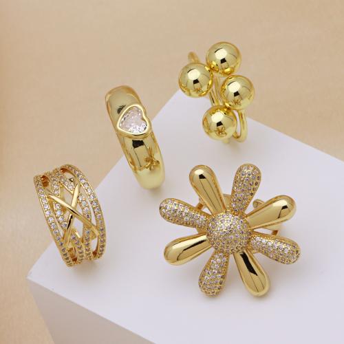 Kubische Zro2-Micro Pave Messingring, Messing, goldfarben plattiert, einstellbar & verschiedene Stile für Wahl & Micro pave Zirkonia & für Frau, keine, verkauft von PC