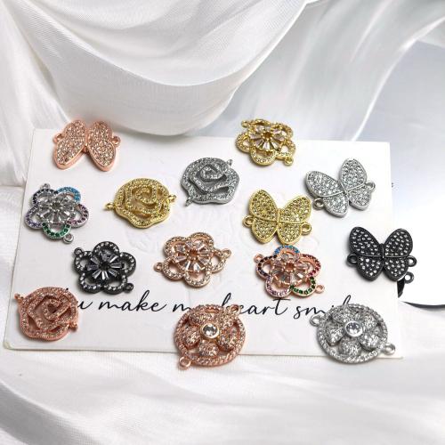 Cubic Zirconia Micro Pave Brass Connector, plated, DIY & different styles for choice & micro pave cubic zirconia, connector size 10-30mm, Sold By PC
