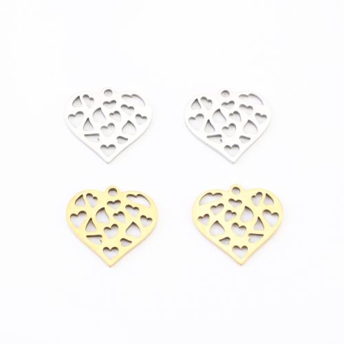 Stainless Steel Heart Pendants, 304 Stainless Steel, plated, DIY & hollow, more colors for choice, 15x15x1mm, 20PCs/Lot, Sold By Lot