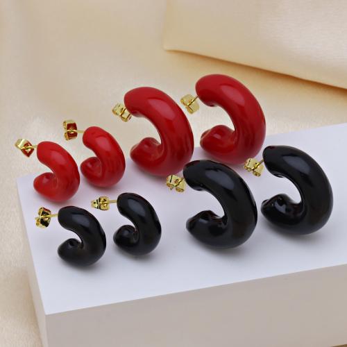 Brass Stud Earring, gold color plated, different size for choice & for woman & enamel, more colors for choice, Sold By Pair