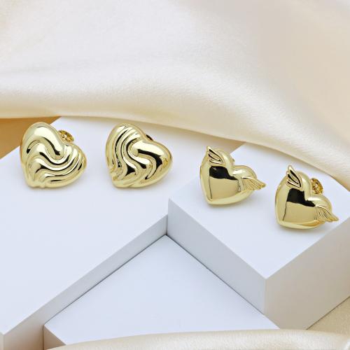 Brass Stud Earring, gold color plated, different styles for choice & for woman, more colors for choice, Sold By Pair