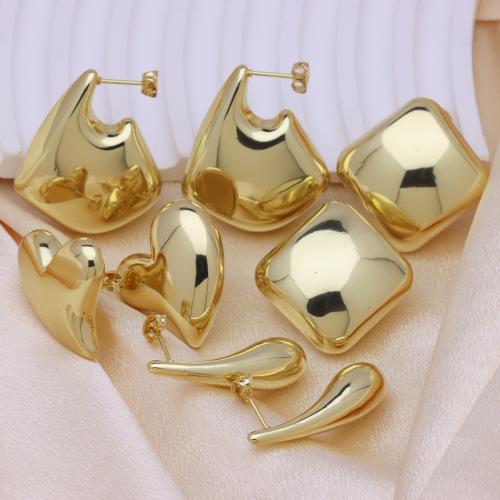 Brass Stud Earring, gold color plated, different styles for choice & for woman, more colors for choice, Sold By Pair