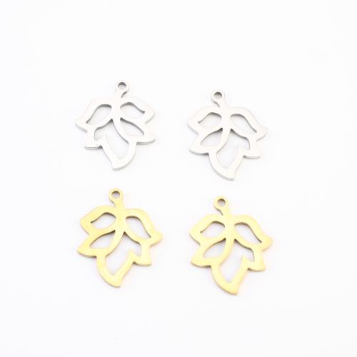 Stainless Steel Pendants, 304 Stainless Steel, Leaf, plated, DIY & hollow, more colors for choice, 18x14x1mm, 20PCs/Lot, Sold By Lot