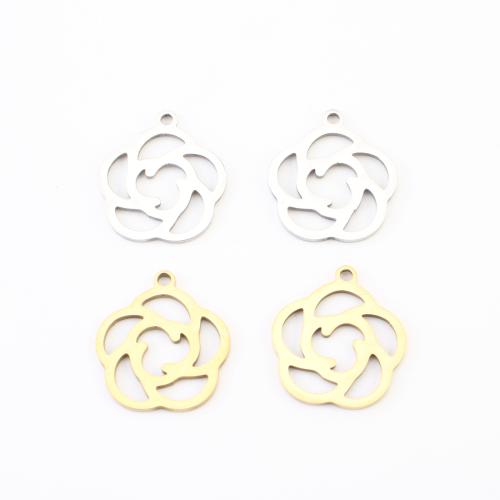 Stainless Steel Flower Pendant, 304 Stainless Steel, plated, DIY & hollow, more colors for choice, 16x15x1mm, 20PCs/Lot, Sold By Lot