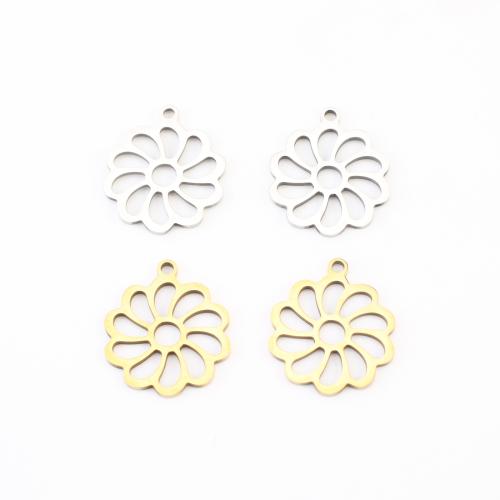 Acero inoxidable colgante de la flor, acero inoxidable 304, chapado, Bricolaje & hueco, más colores para la opción, 18x15x1mm, 20PCs/Grupo, Vendido por Grupo