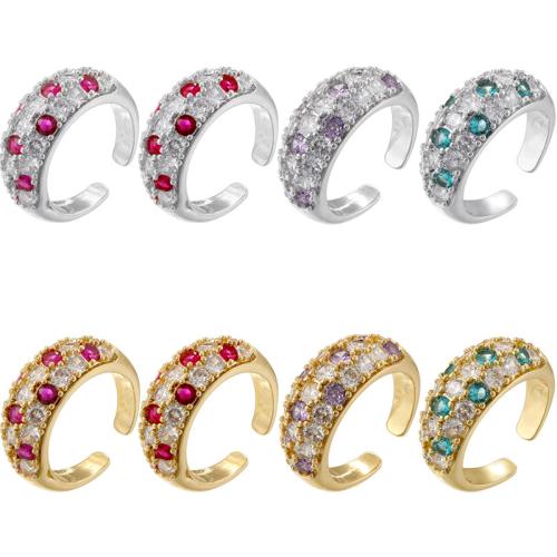 Латунь Манжеты палец кольцо, Другое покрытие, Женский & со стразами, Много цветов для выбора, размер:6.5, продается PC