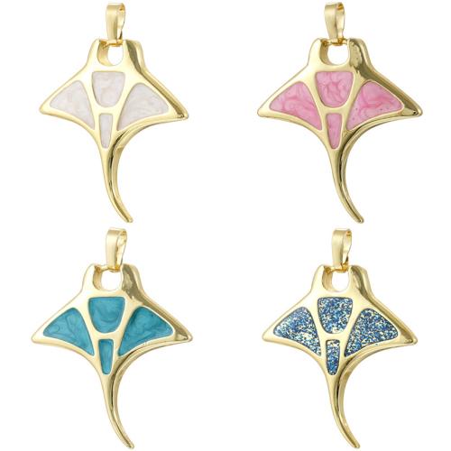 Brass Jewelry Pendants, Fish, gold color plated, DIY & enamel, more colors for choice, 28x35mm, Sold By PC