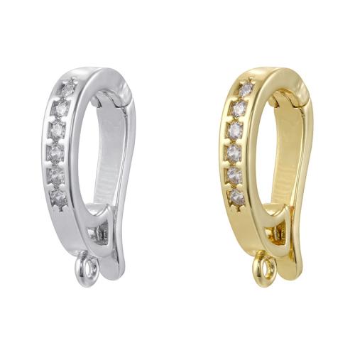 Brass Jewelry Bails, plated, DIY & micro pave cubic zirconia, more colors for choice, 9.50x17mm, Sold By PC