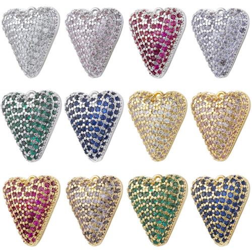 Rhinestone Brass Pendants, Heart, plated, DIY & with rhinestone, more colors for choice, 13x15mm, Sold By PC