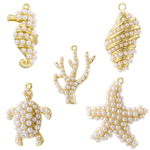 Bijoux pendentifs en laiton, avec perle de plastique, Placage, DIY & styles différents pour le choix, Vendu par PC