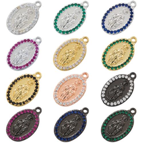 Rhinestone Brass Pendants, Virgin Mary, plated, DIY & with rhinestone, more colors for choice, 13x21.50mm, Sold By PC