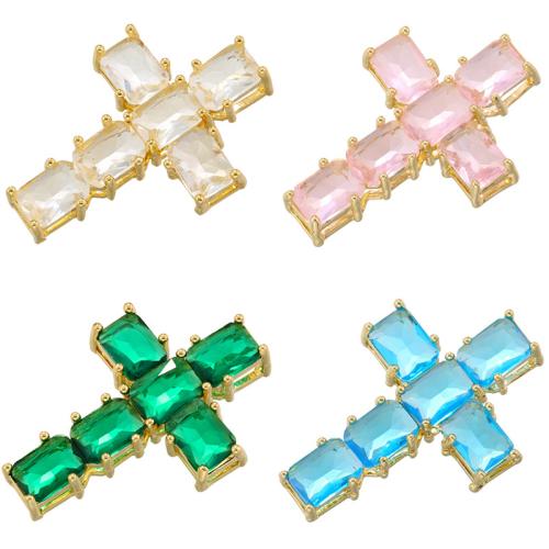Rhinestone Brass Pendants, Cross, plated, DIY & with rhinestone, more colors for choice, 20.50x29.50mm, Sold By PC