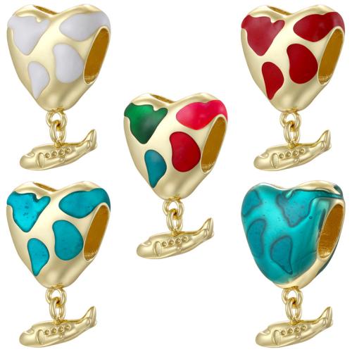 Brass Heart Pendants, gold color plated, DIY & enamel, more colors for choice, 13x19mm, Sold By PC
