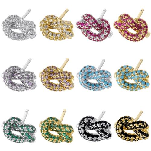 Messing Ohrstecker, plattiert, Micro pave Zirkonia & für Frau, keine, 10x7mm, verkauft von Paar