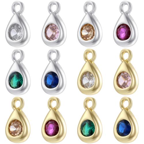 Cubic Zirconia Brass Pendants, Teardrop, plated, DIY & micro pave cubic zirconia, more colors for choice, 4x7.50mm, Sold By PC