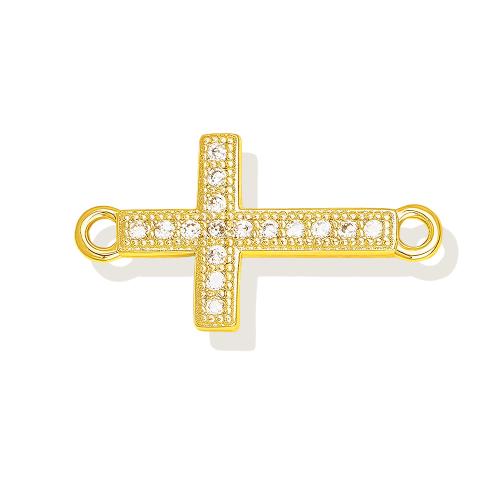 Cubic Zirconia Micro Pave Brass Connector, Cross, gold color plated, DIY & different styles for choice & micro pave cubic zirconia, Sold By PC