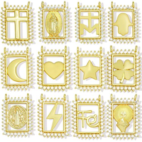Cubic Zirconia Micro Pave Brass Pendant, gold color plated, DIY & different styles for choice & micro pave cubic zirconia, Sold By PC