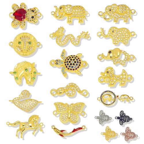Befestiger Zirkonia Messing Schmuckverbinder, Tier, goldfarben plattiert, DIY & verschiedene Stile für Wahl & Micro pave Zirkonia, verkauft von PC
