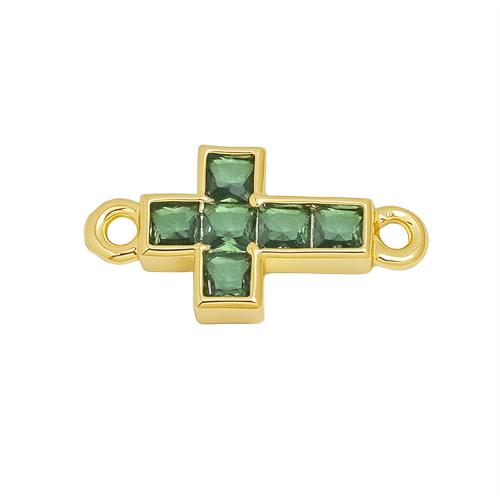 Befestiger Zirkonia Messing Schmuckverbinder, Kreuz, goldfarben plattiert, DIY & verschiedene Stile für Wahl & Micro pave Zirkonia, verkauft von PC