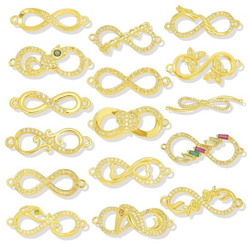 Befestiger Zirkonia Messing Schmuckverbinder, Unendliche, goldfarben plattiert, DIY & verschiedene Stile für Wahl & Micro pave Zirkonia, verkauft von PC
