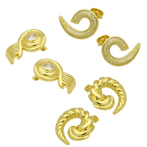 Cubic Zirconia Micro Pave Brass Earring, gold color plated, different styles for choice & micro pave cubic zirconia & for woman, more colors for choice, Sold By Pair