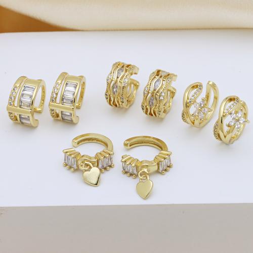 Cúbicos Circonia Pendiente Latón Micro pavimenta, metal, chapado en color dorado, diferentes estilos para la opción & micro arcilla de zirconia cúbica & para mujer, más colores para la opción, Vendido por Par