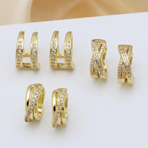 Cúbicos Circonia Pendiente Latón Micro pavimenta, metal, chapado en color dorado, diferentes estilos para la opción & micro arcilla de zirconia cúbica & para mujer, más colores para la opción, Vendido por Par