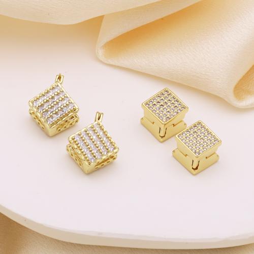 Cubic Zirconia Micro Pave Brass Earring, gold color plated, different styles for choice & micro pave cubic zirconia & for woman, more colors for choice, Sold By Pair