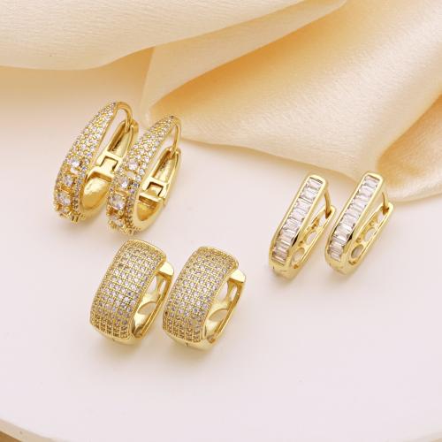 Cubic Zirconia Micro Pave Brass Earring, gold color plated, different styles for choice & micro pave cubic zirconia & for woman, more colors for choice, Sold By Pair