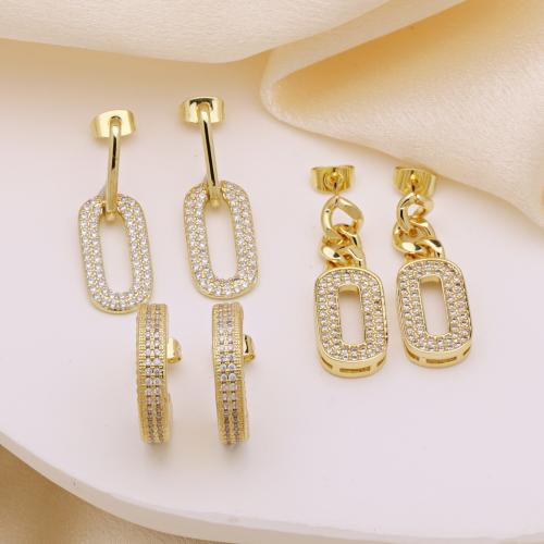 Cubic Zirconia Micro Pave Brass Earring, gold color plated, different styles for choice & micro pave cubic zirconia & for woman, more colors for choice, Sold By Pair