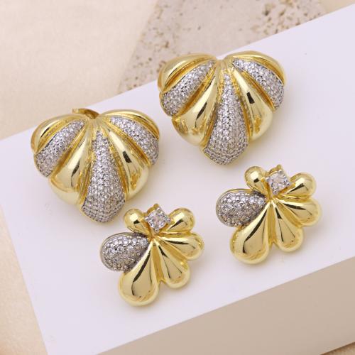 Cubic Zirconia Micro Pave Brass Earring, plated, different styles for choice & micro pave cubic zirconia & for woman, more colors for choice, Sold By Pair