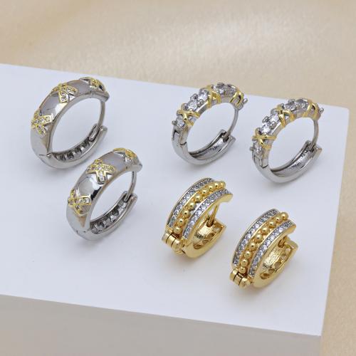 Cubic Zirconia Micro Pave Brass Earring, plated, different styles for choice & micro pave cubic zirconia & for woman, more colors for choice, Sold By Pair