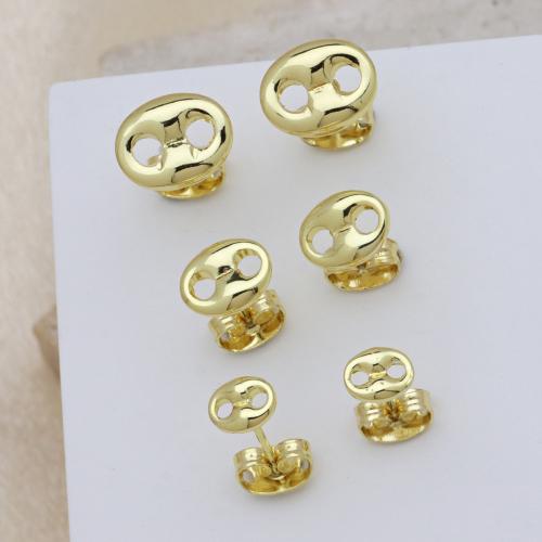 Brass Stud Earring, gold color plated, different size for choice & for woman, more colors for choice, Sold By Pair