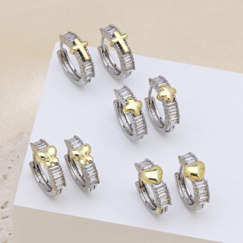 Cubic Zirconia Micro Pave Brass Earring, plated, different styles for choice & micro pave cubic zirconia & for woman, more colors for choice, Sold By Pair