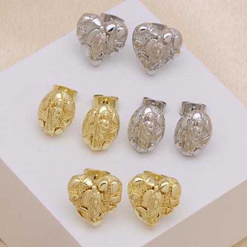 Brass Stud Earring, plated, different styles for choice & for woman, more colors for choice, Sold By Pair